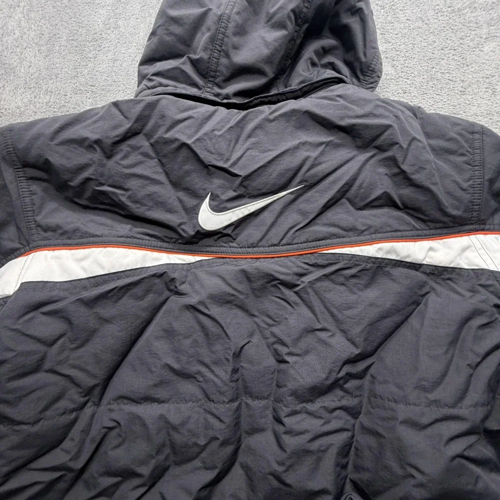 Nike Jacket Youth 10-12‎ Gray Orange Reversible Hooded Fleece Lined Puffer